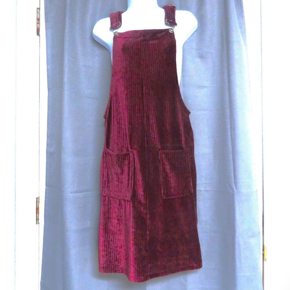 ❤️POLAGRAM Anthropologie Ribbed Velour Chenille Overall Bib Pinafore Dress S/P